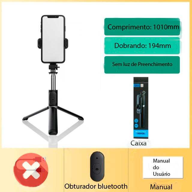 Stick de selfie 6 em 1 sem fio, Bluetooth